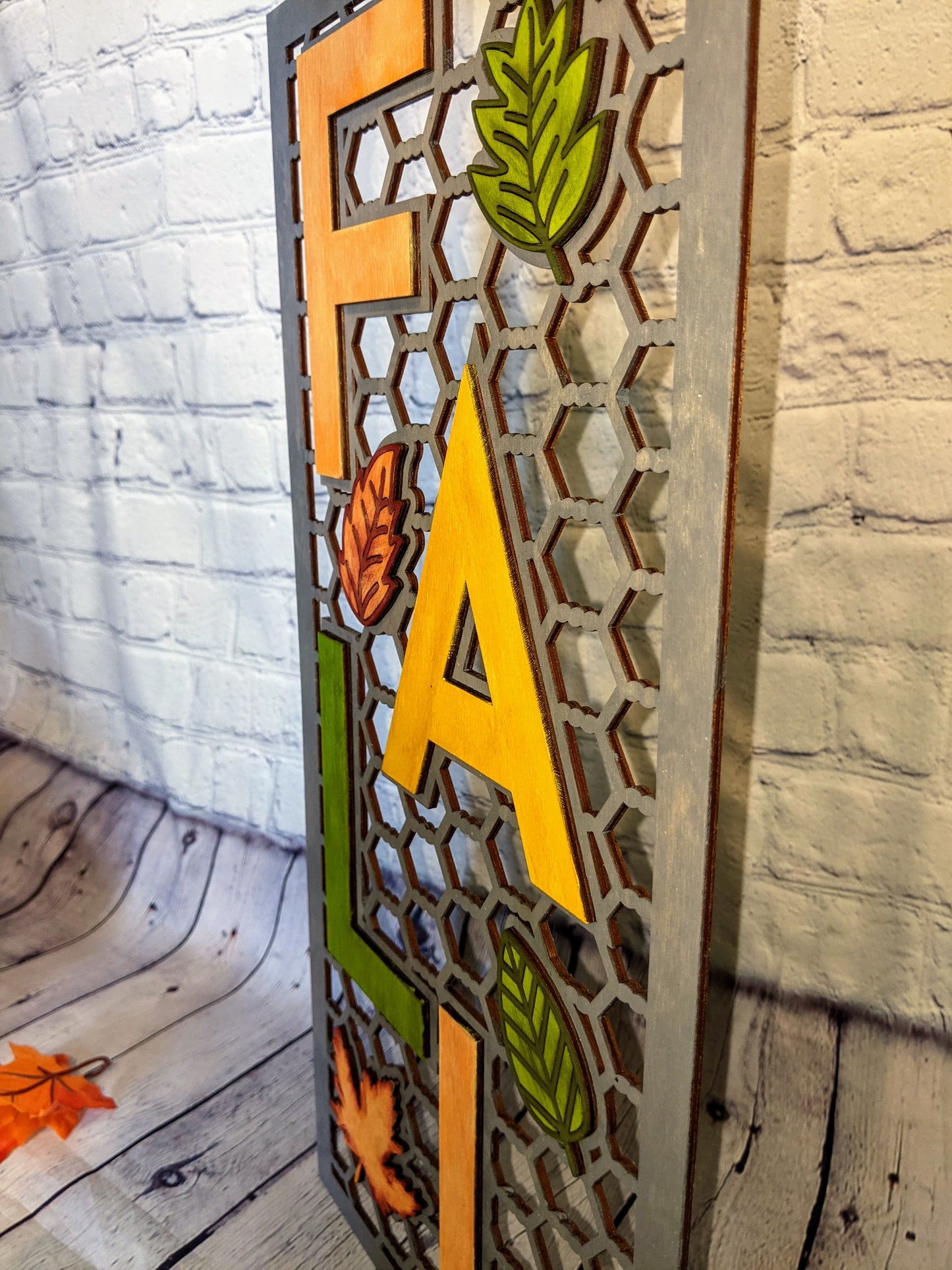 Fall faux chicken wire sign