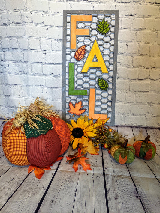 Fall faux chicken wire sign