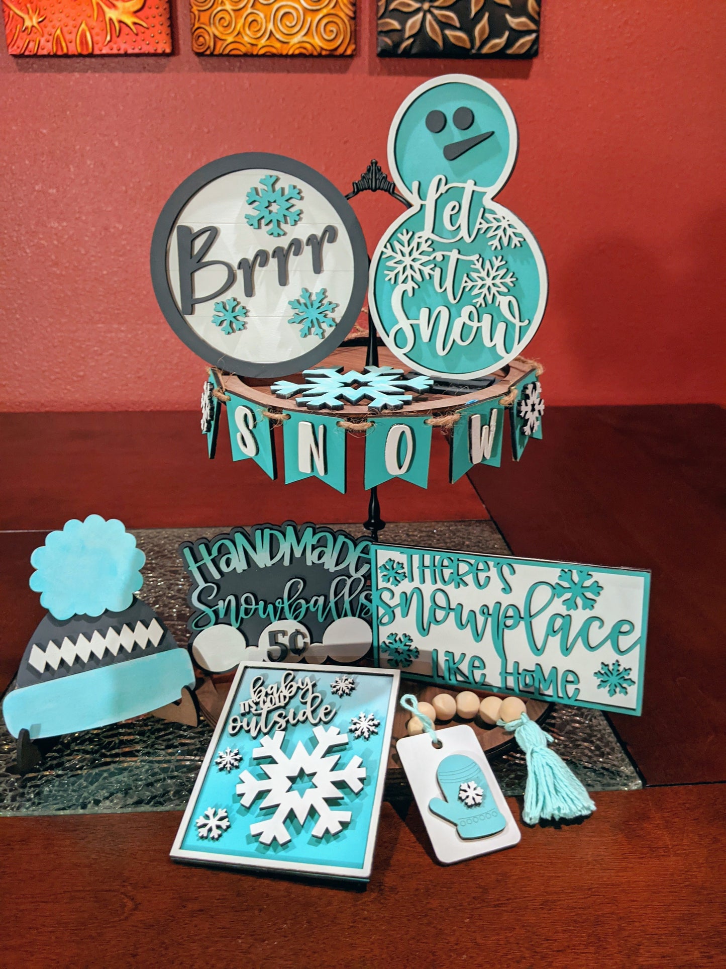 Let It Snow Tiered Tray
