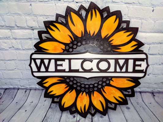 Sunflower Welcome door hanger